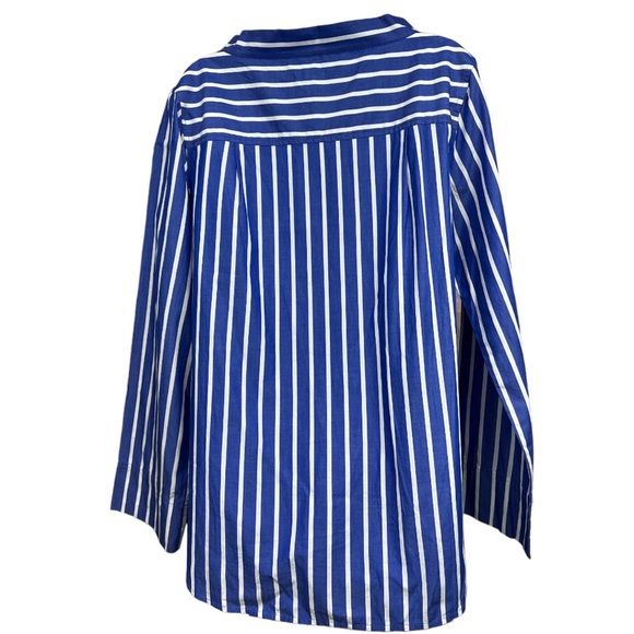 Sz 8 J Crew Blue White Striped Blouse NWT - Picture 4 of 6